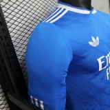 2025-26 Mens Real Madrid Third away blue  Player Long sleeve Soccer Jersey