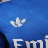 2025-26 Mens Real Madrid Third away blue  Player Long sleeve Soccer Jersey