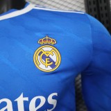 2025-26 Mens Real Madrid Third away blue  Player Long sleeve Soccer Jersey