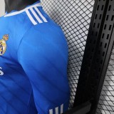 2025-26 Mens Real Madrid Third away blue  Player Long sleeve Soccer Jersey