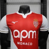 2025-26 Mens  AS Monaco  Player home Red and white  soccer Jersey