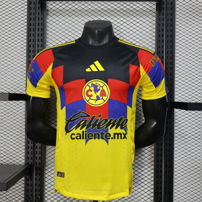 2025-26 Mens  Club America yellow home new Player Version Soccer Jersey