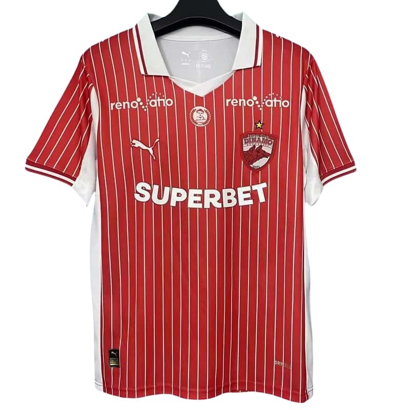 2025-26 Mens  Dinamo București Home red Fans Soccer Jersey 