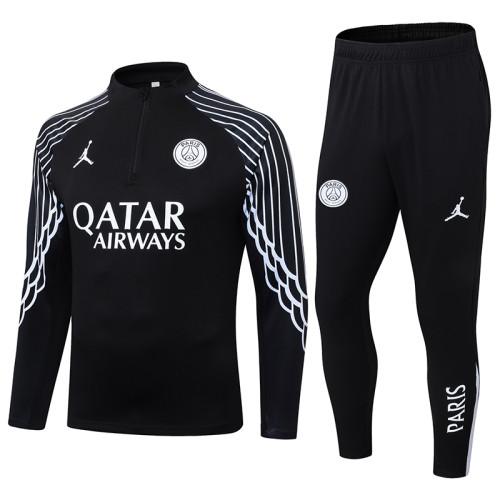 2025-26 Mens PSG Paris black half pull Tracksuit suit