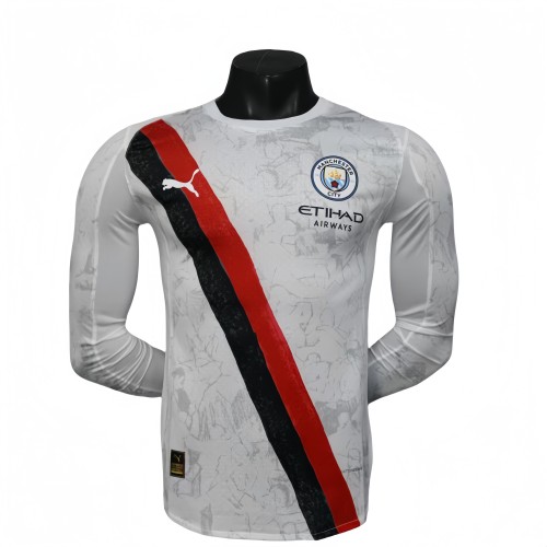 2025-26 Mens  Manchester City away Long Sleeve Player soccer Jersey