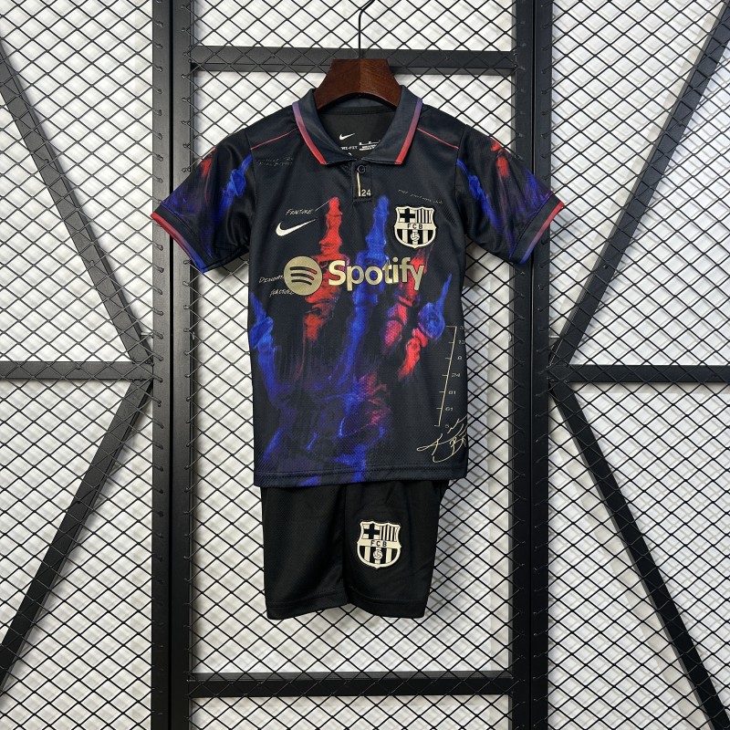 2025-26 Kids Barcelona Special Edition black soccer jersey