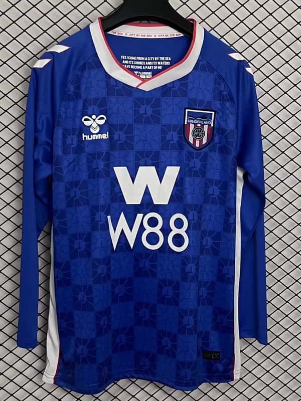 2025-26 Mens Sunderland away blue Long Sleeve Jersey