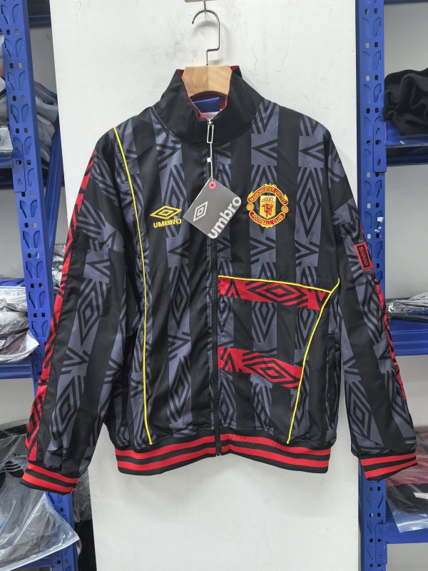 1993-95 Mens Manchester United Retro black embroidery windbreaker
