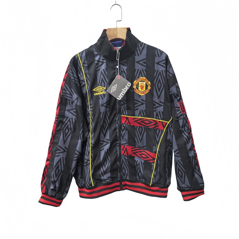 1993-95 Mens Manchester United Retro black embroidery windbreaker