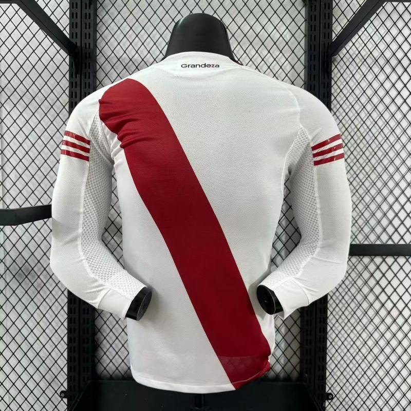 2025-26 Mens River Plate home Player Version  Long Sleeve  Jersey