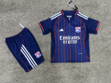 2025-26 Kids Lyon blue away Soccer Jersey