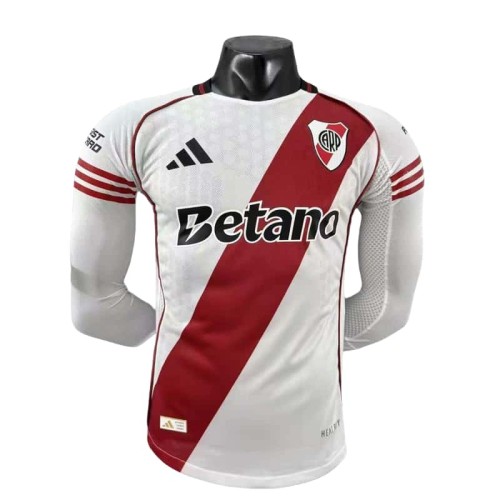2025-26 Mens River Plate home Player Version  Long Sleeve  Jersey