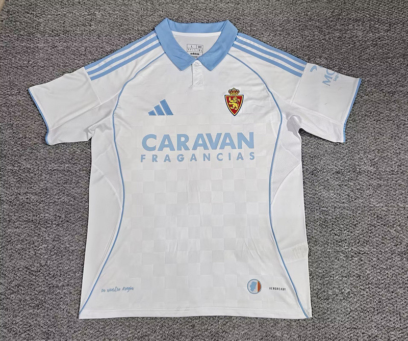 2025-26 Mens Zaragoza home white soccer jersey
