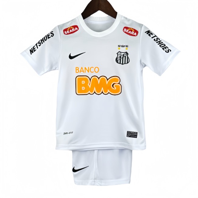 2012-13 KIDS Santos Retro home white soccer jersey