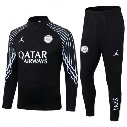 2025-26 Kids PSG black Half Pull Training suit