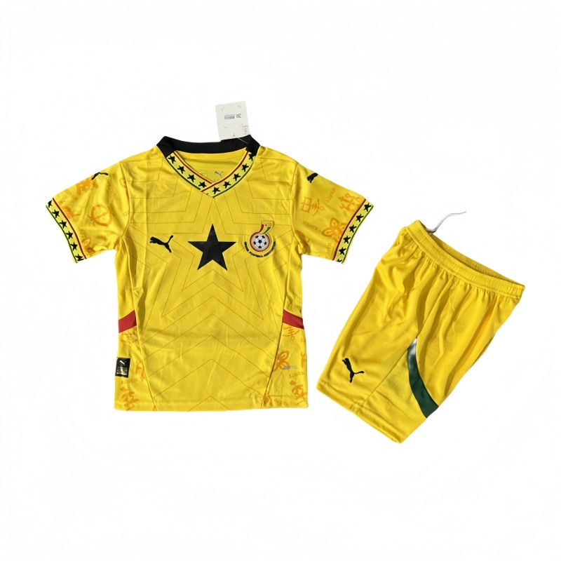 2025-26 Kids Ghana away yellow  soccer Jersey