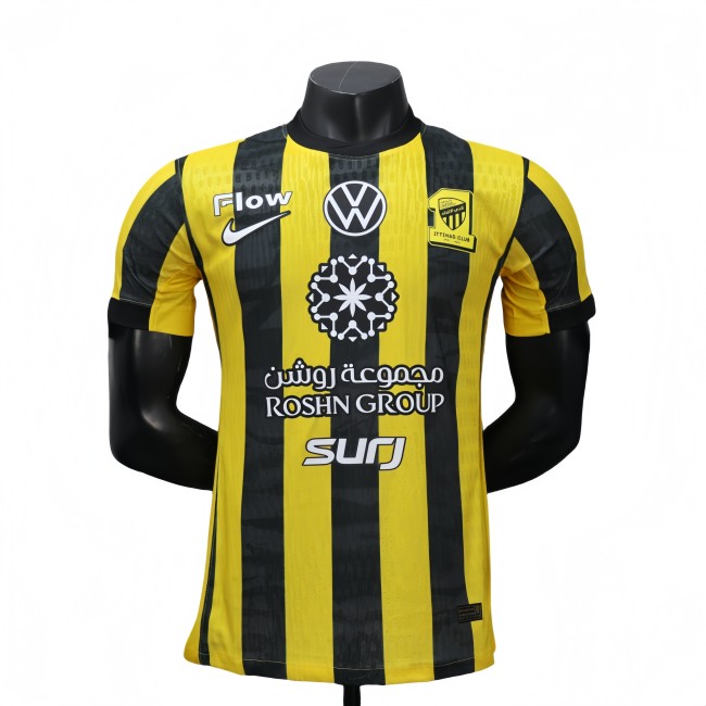 2025-26 Mens Ittihad home yellow  Player version soccer jersey