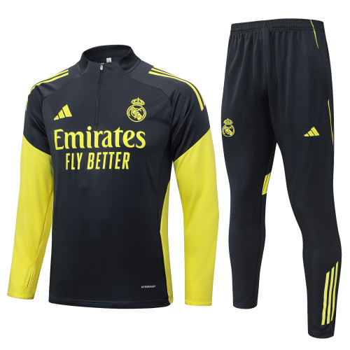 2025-26 Mens Real  Madrid dark grey Half-pull Training Suit