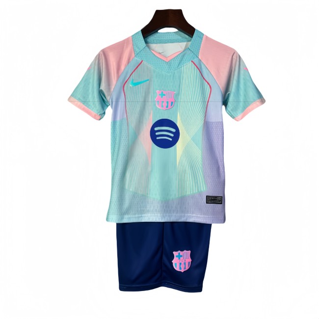 2025-26 Kids Barcelona Special Edition blue soccer jersey