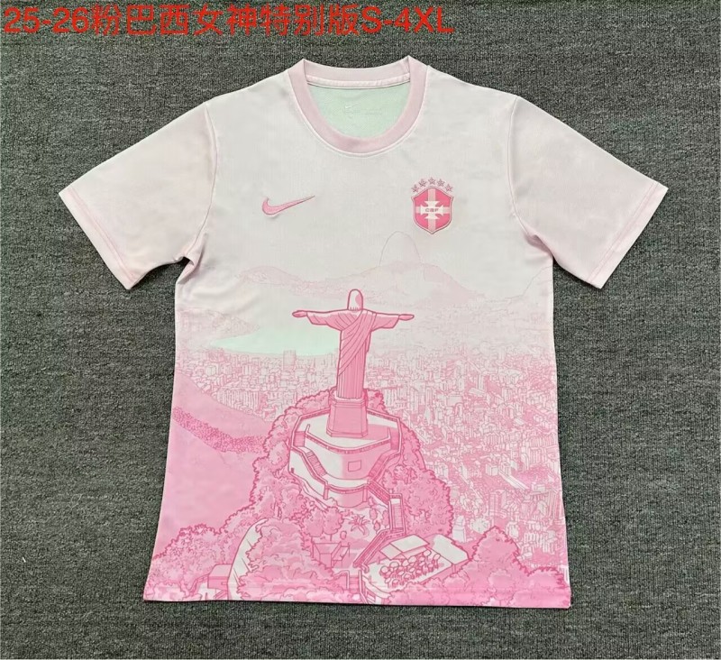 2025-26 Mens Brazil Special Edition pink soccer jersey