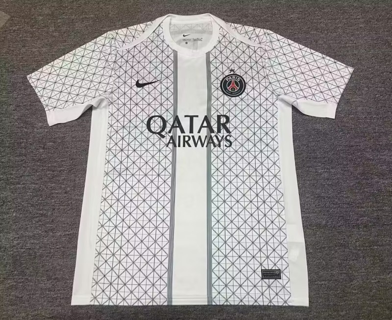 2025-26 Mens PSG Paris Pre match uniform white soccer jersey