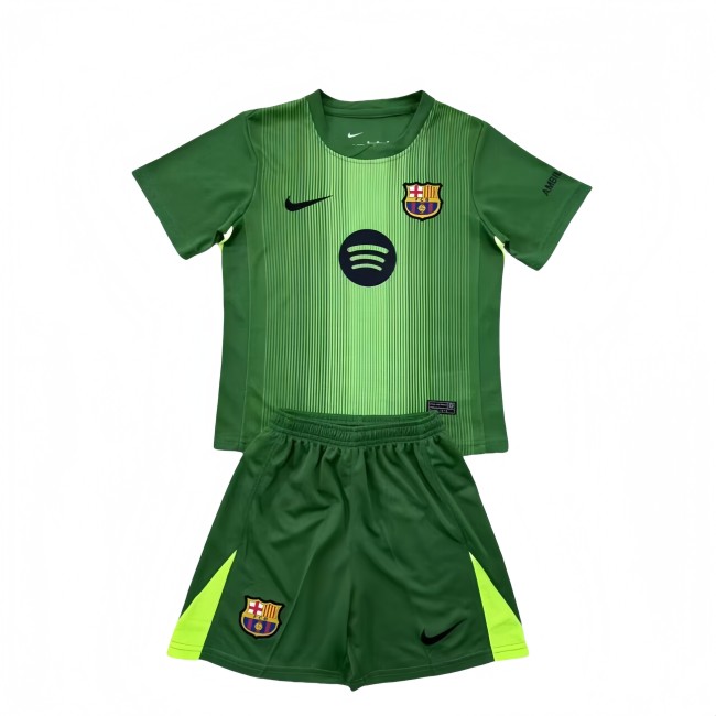 2025-26 Kids Barcelona  green goalkeeper  soccer jersey