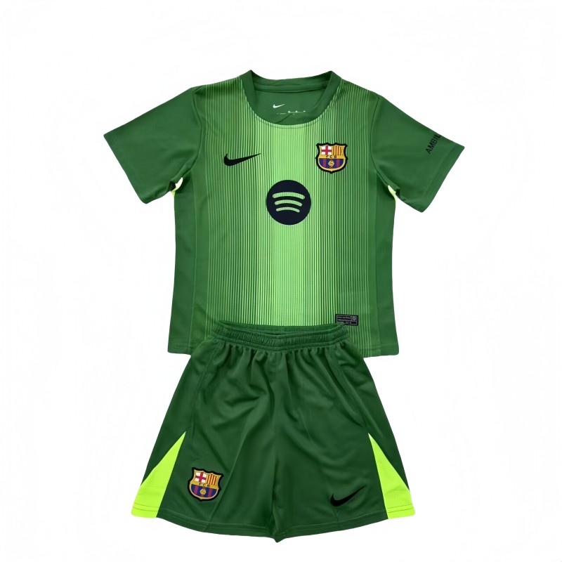 2025-26 Kids Barcelona  green goalkeeper  soccer jersey