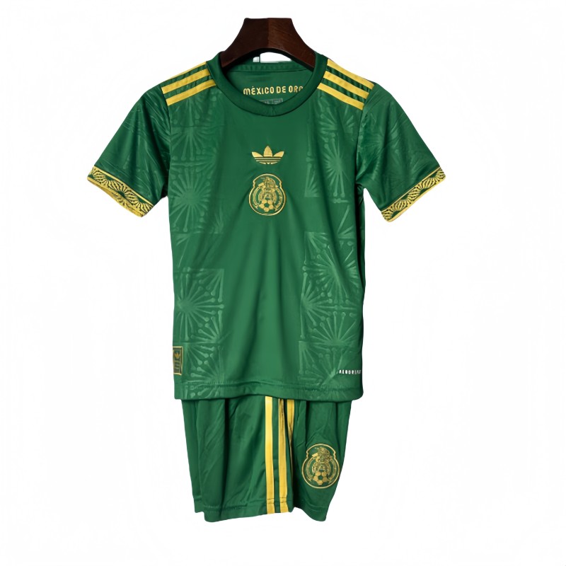 2025-26  Mexico Kids Golden Cup Green Soccer Jersey