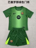 2025-26 Kids Barcelona  green goalkeeper  soccer jersey