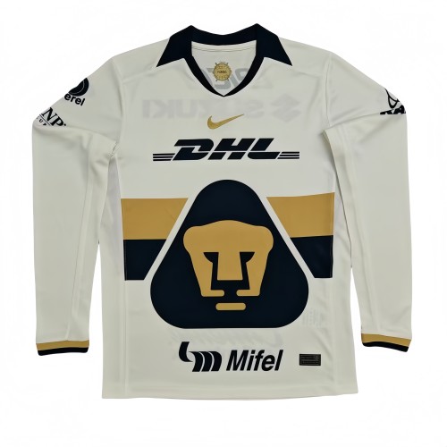 2025/26 Mens Pumas UNAM home white Long Sleeve Soccer Jersey