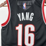 22-23 Trail Blazers YANG #16 Black Top Quality Hot Pressing NBA Jersey