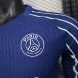 2024-25 Mens PSG Fourth away  blue Player Long sleeve Soccer Jersey