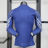 2024-25 Mens PSG Fourth away  blue Player Long sleeve Soccer Jersey