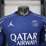 2024-25 Mens PSG Fourth away  blue Player Long sleeve Soccer Jersey