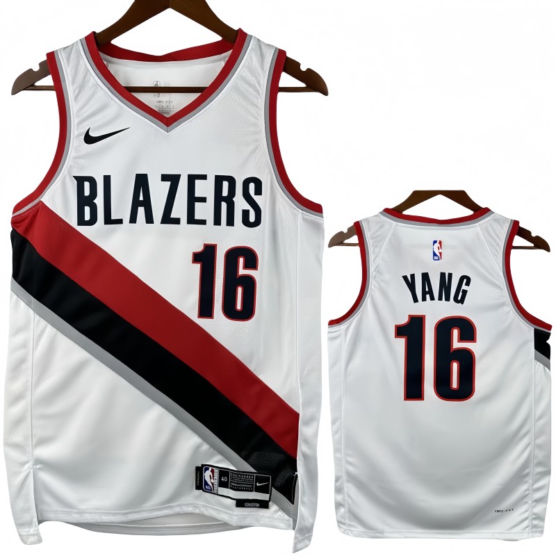 22-23 Trail Blazers YANG #16 White Top Quality Hot Pressing NBA Jersey