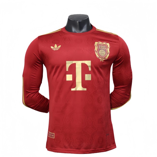 2025-26 Mens Bayern Munich red 125th anniversary Player Long sleeve Soccer Jersey