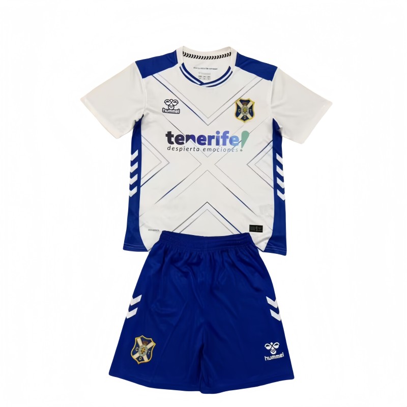 2025-26 Kids CD Tenerife home white soccer Jersey