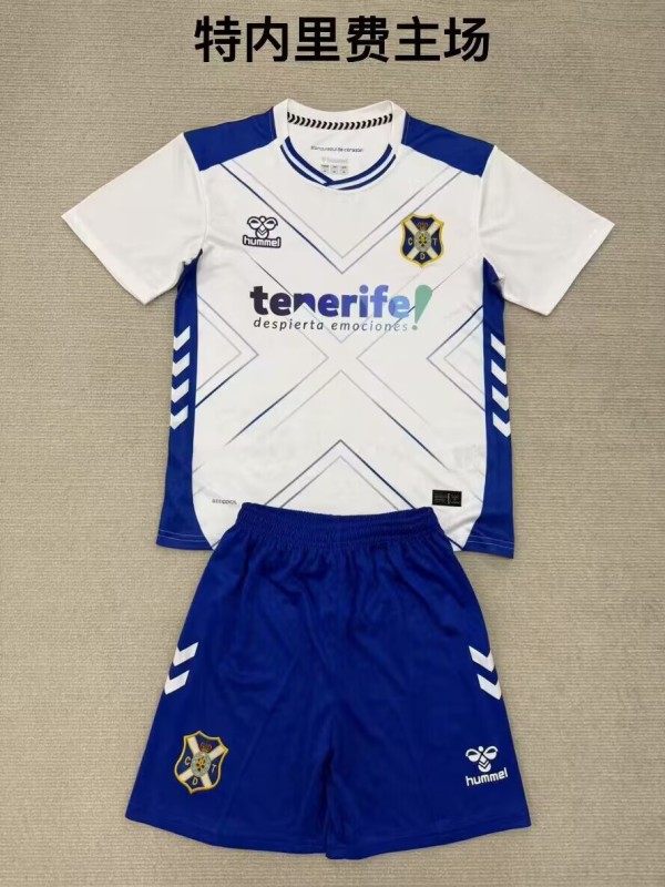 2025-26 Kids CD Tenerife home white soccer Jersey