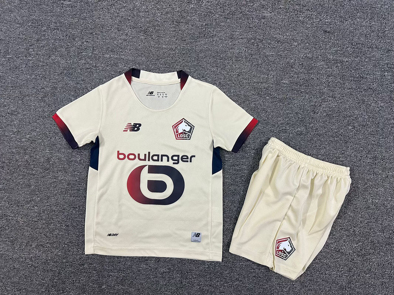 2025-26 Kids Lille  away white soccer jersey