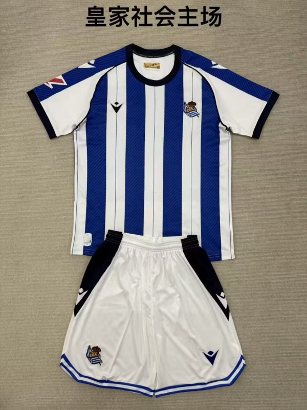 2025-26 Kids  Real Sociedad home soccer jersey