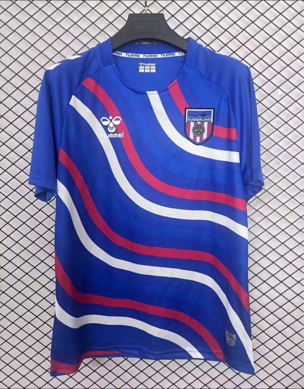2025-26 Mens Sunderland Pre match blue Fans Soccer Jersey