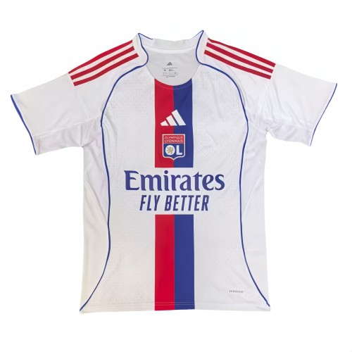 2025-26 Mens Lyon home white fan Soccer Jersey