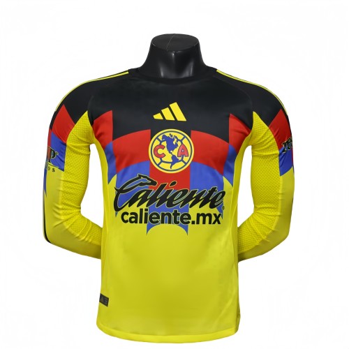 2025-26 Mens Club America yellow home Player Long Sleeve Jersey