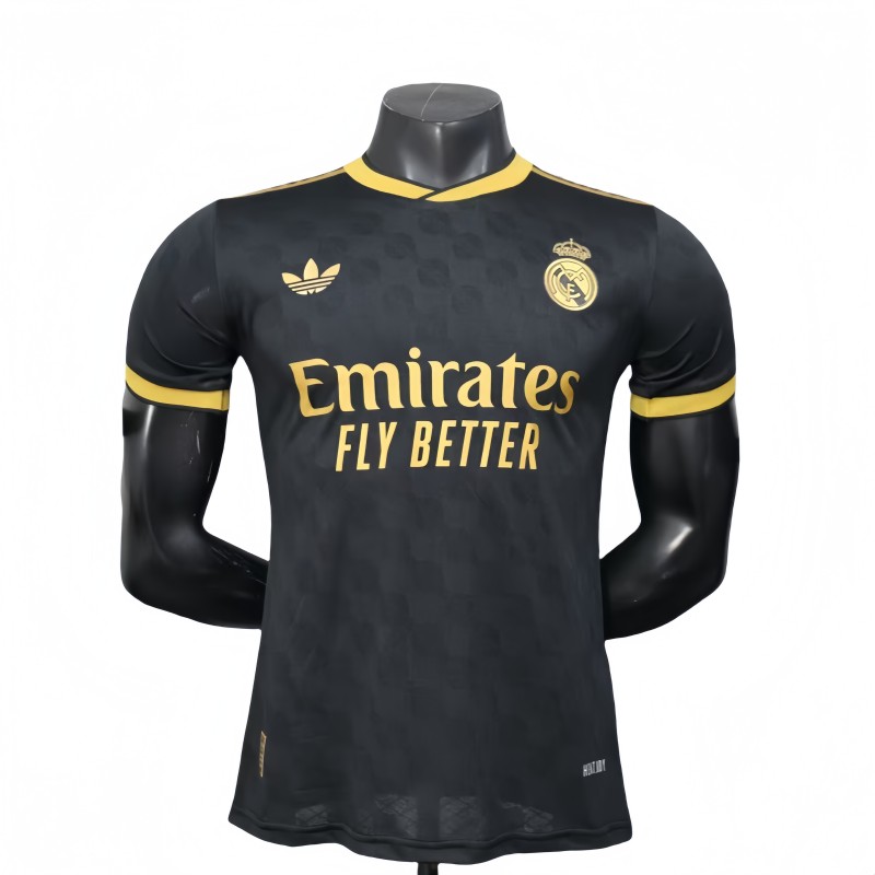 2025-26 Mens Real Madrid Black Gold Player Special Edition soccer jersey