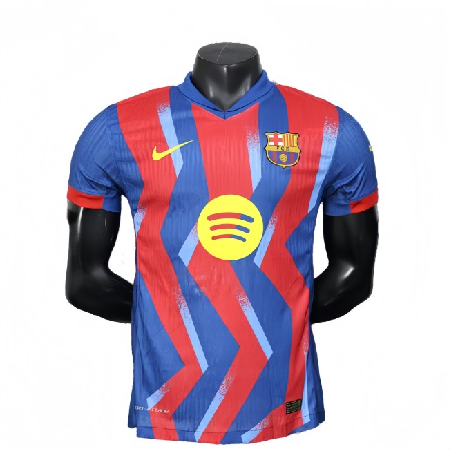 2025-26 Mens Barcelona fourth away red blue Player version soccer Jersey