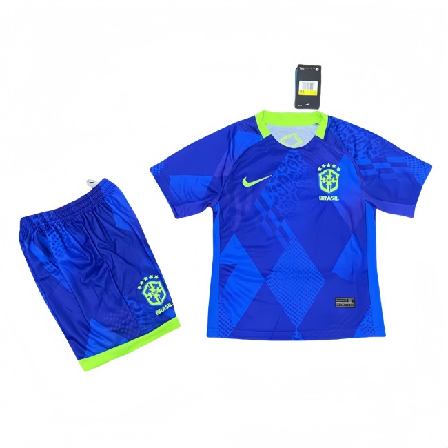 2025-26 KIDS  Brazil away blue  soccer jersey