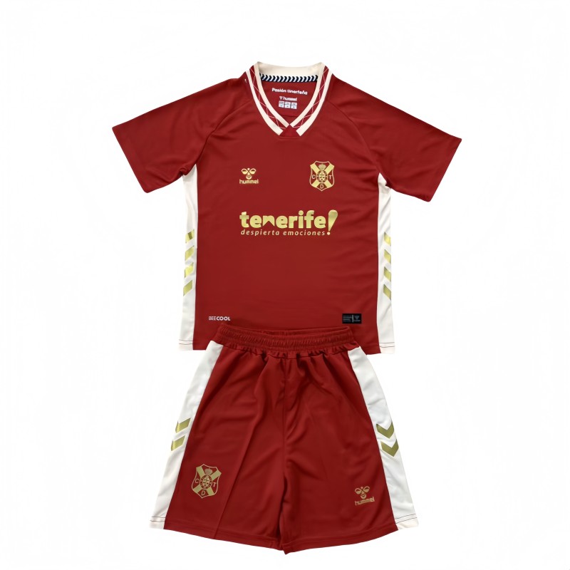2025-26 Kids CD Tenerife away red soccer Jersey