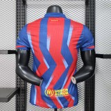 2025-26 Mens Barcelona fourth away red blue Player version soccer Jersey