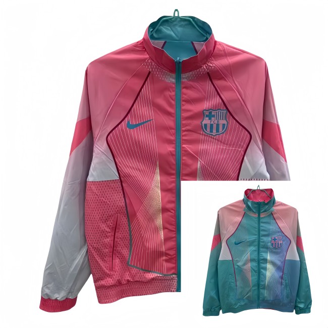 2025-26 Mens Barcelona pink green Double sided Jacket Windbreaker