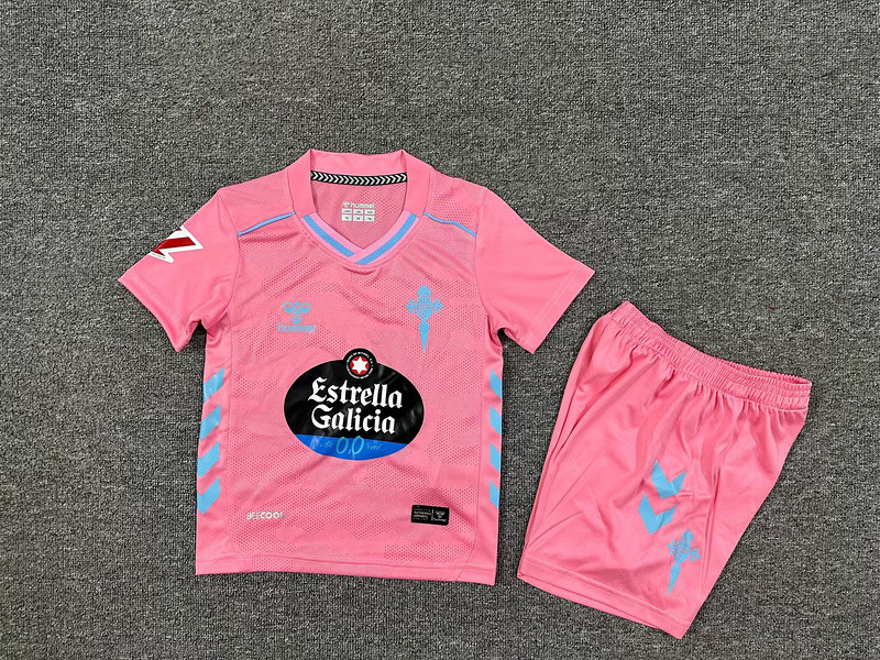 2025-26 Kids Celta Third away  pink soccer Jersey